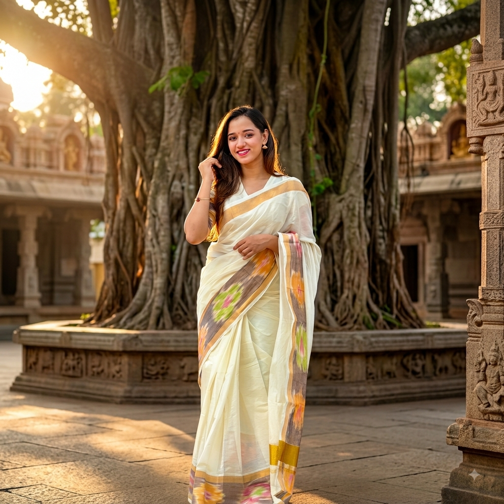 Cotton silk white sarees