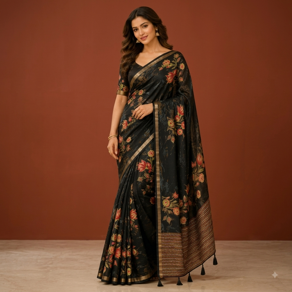 Designer sarees single colour matching milega