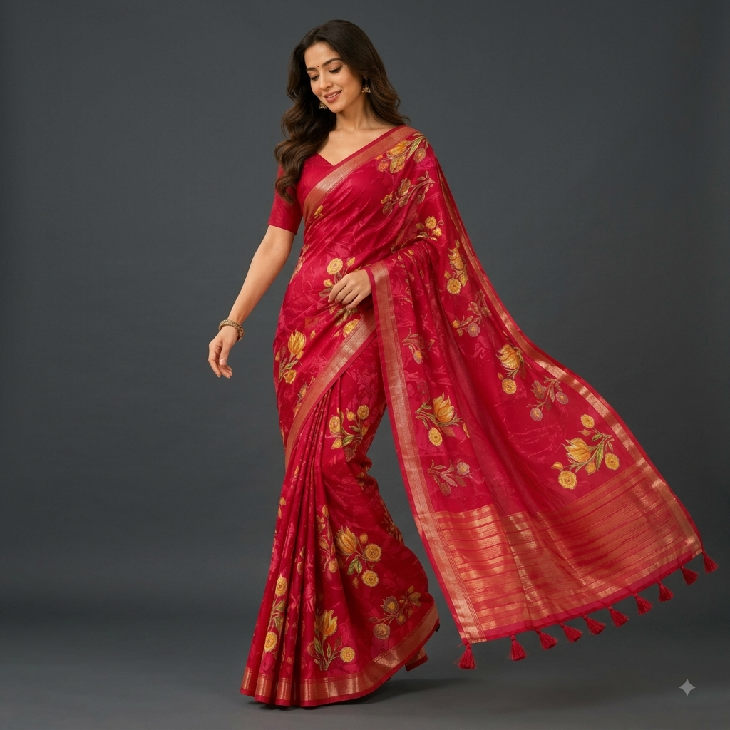 Designer sarees single colour matching milega