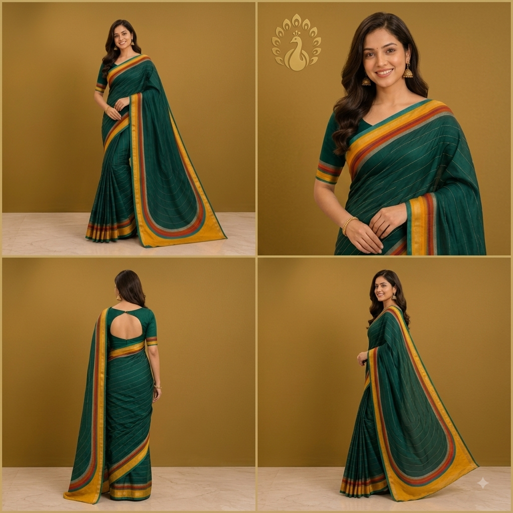 Designer sarees single colour matching - Image 3